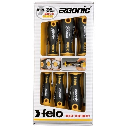 Felo 40096118 - Jeu de tournevis Felo Ergonic (Plat, PZ et PH / 6 pcs.)