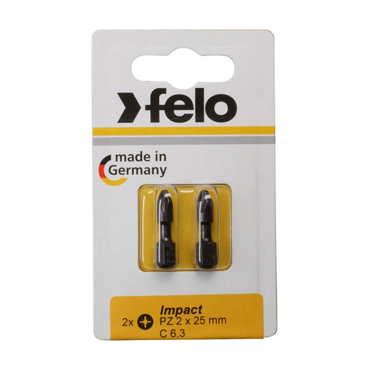 Felo 02102241 - Blister pack of 2 IMPACT C6.3x25mm PZ screwdriver bits.
