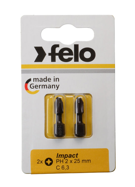 Felo 02202241 - Blister 2 puntas atornillador Phillips (PH) IMPACT C6,3x25mm. PH 2 - Ferrotecnia