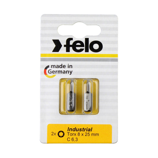Felo 02608036 -  Blister 2 puntas atornillador Torx Industry C6,3x25mm. T 8
