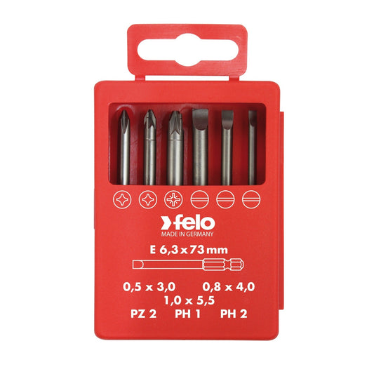 Felo 03092716 -  Juego de puntas PROFI E6,3X73mm. 6-pcs. SL/PZ/PH