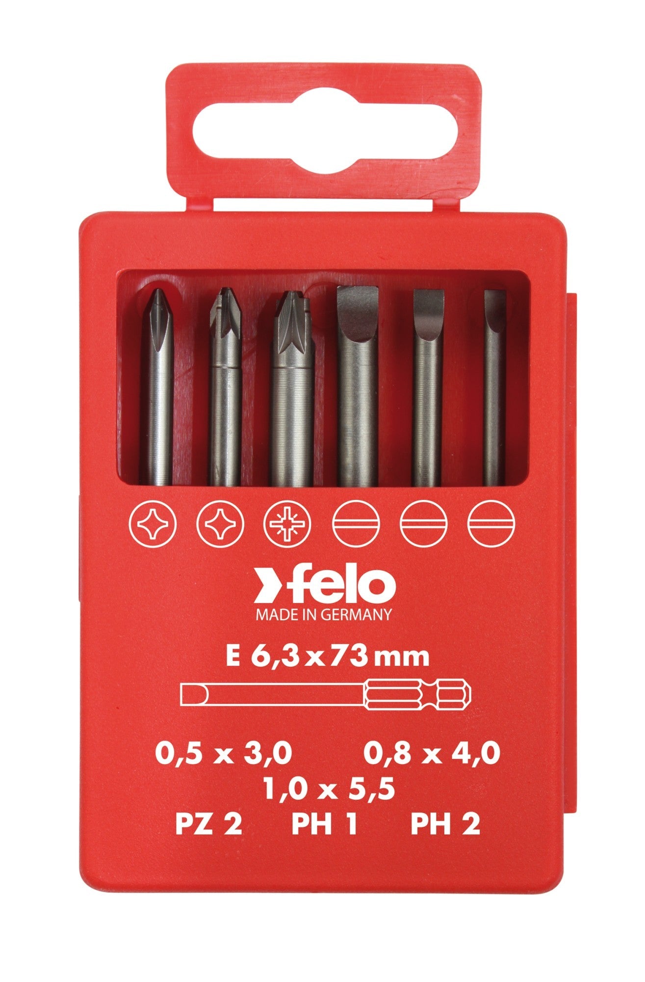 Felo 03092716 - Juego de puntas PROFI E6,3X73mm. 6 - pcs. SL/PZ/PH - Ferrotecnia