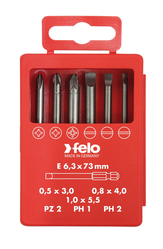 Felo 03092716 - Juego de puntas PROFI E6,3X73mm. 6 - pcs. SL/PZ/PH - Ferrotecnia