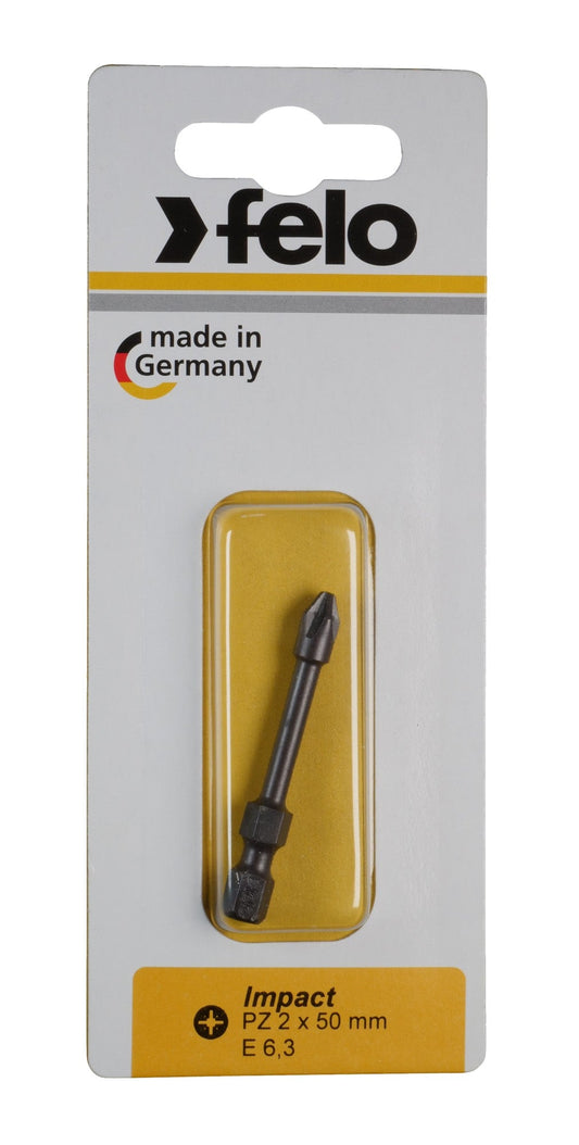 Felo 03102541 - Blister 1 punta atornillador Pozidriz (PZ) IMPACT E6,3x50mm. PZ 2 - Ferrotecnia