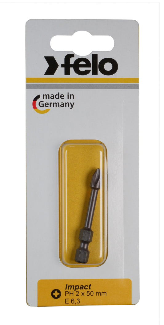 Felo 03202541 - Blister 1 punta atornillador Phillips (PH) IMPACT E6,3x50mm. PH 2 - Ferrotecnia