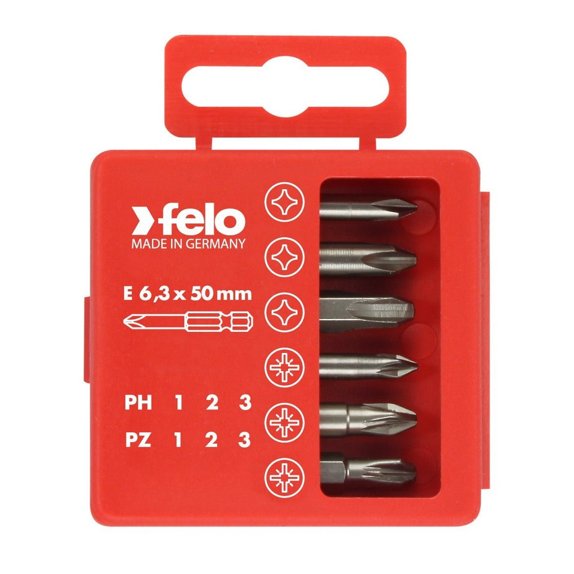 Felo 03291516 -  Juego de puntas PROFI E6,3X50mm. 6-pcs. PZ/PH