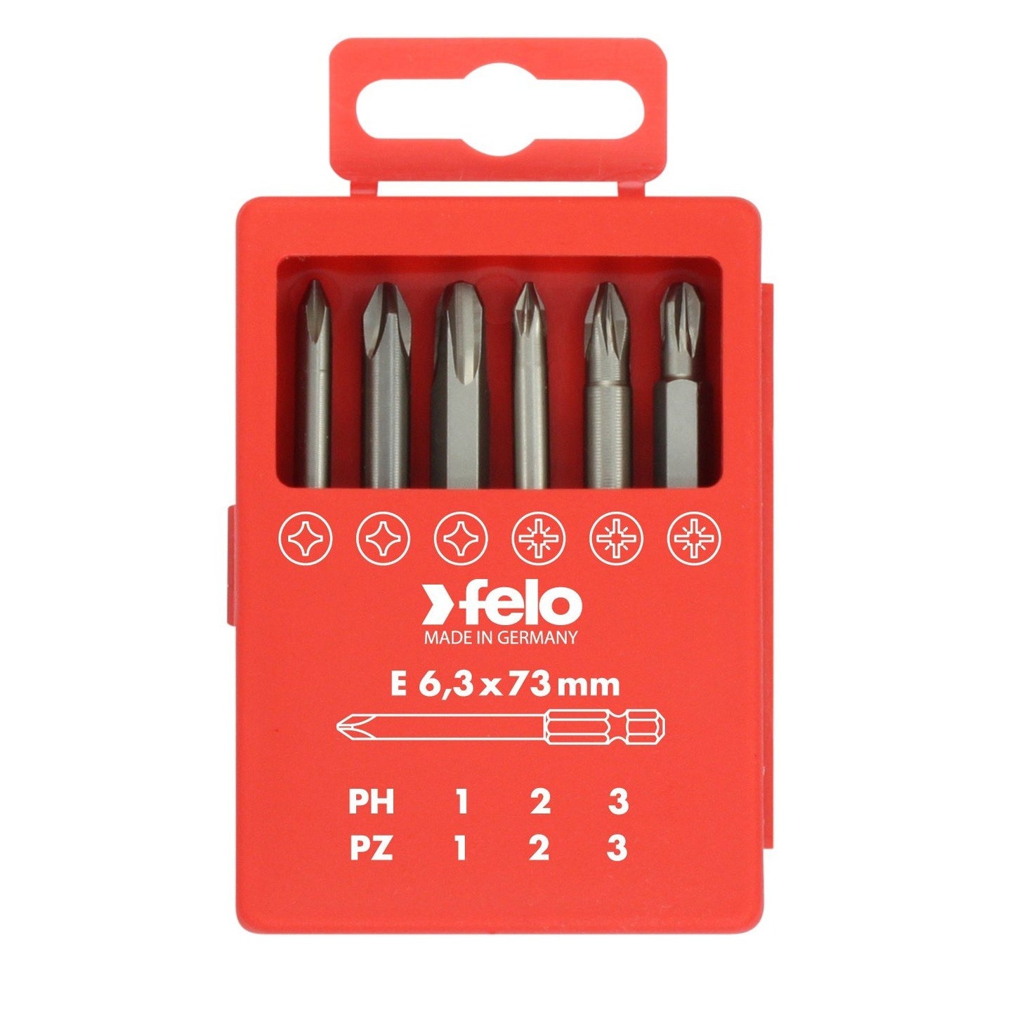 Felo 03291716 -  Juego de puntas PROFI E6,3X73mm. 6-pcs. PZ/PH