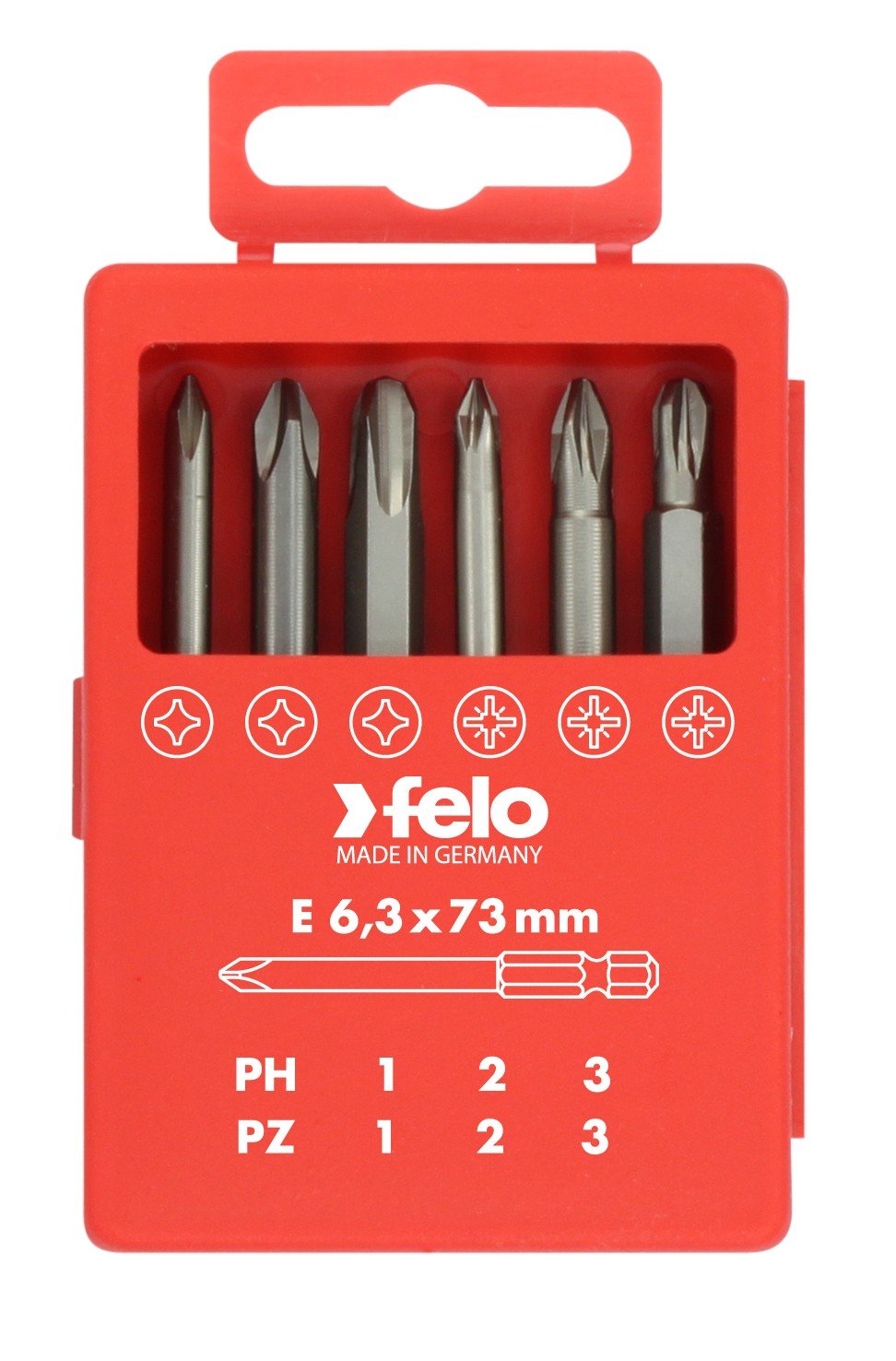 Felo 03291716 - Juego de puntas PROFI E6,3X73mm. 6 - pcs. PZ/PH - Ferrotecnia