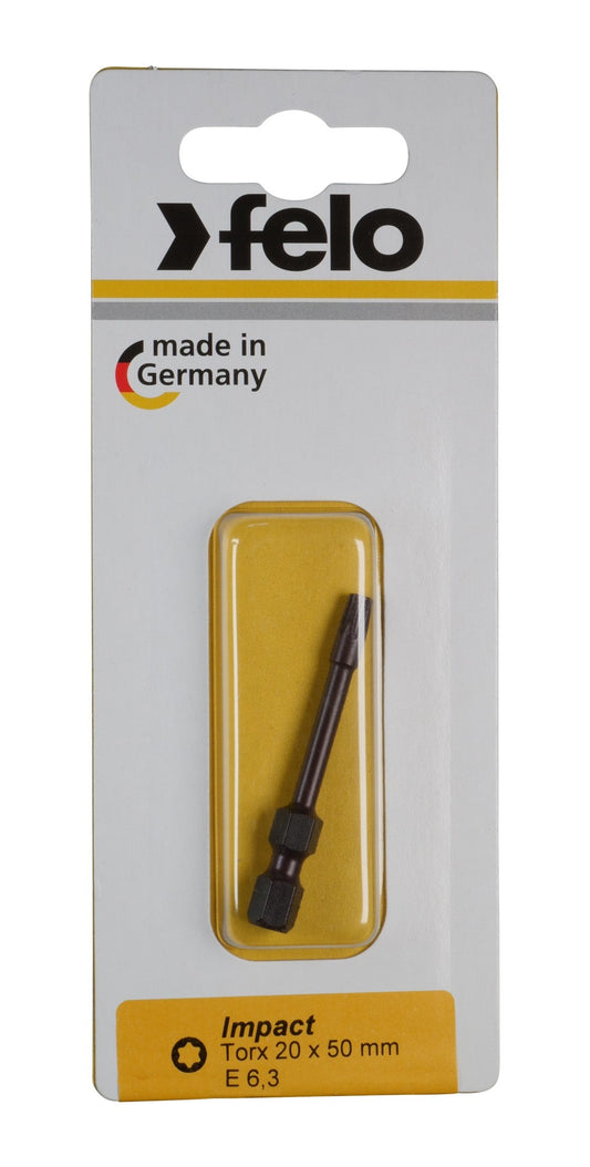 Felo 03620541 - Blister 1 punta atornillador Torx IMPACT E6,3x50mm. T 20 - Ferrotecnia