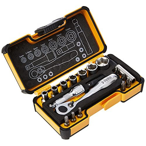 Felo 05771806 - Set with mini-ratchet, sockets and Felo bits XS 18