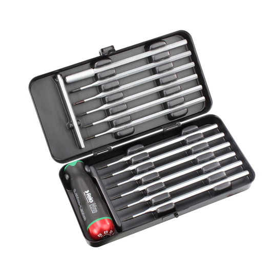 Felo 10099116 -  Juego destornillador dinamométrico varillas intercambiables Nm 14-pcs. TORX®/TORX PLUS®/SL/PH/PZ/B