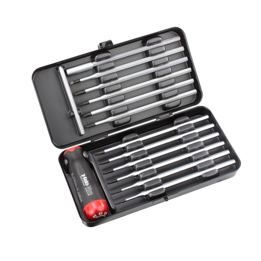 Felo 10099316 -  Juego destornillador dinamométrico varillas intercambiables Nm 14-pcs. TORX®/TORX PLUS®/SL/PH/PZ/B
