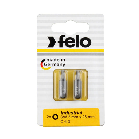 Felo 2480036 - Blister of 2 Felo Industry C6.3 HEX 8.0x25 mm bits.