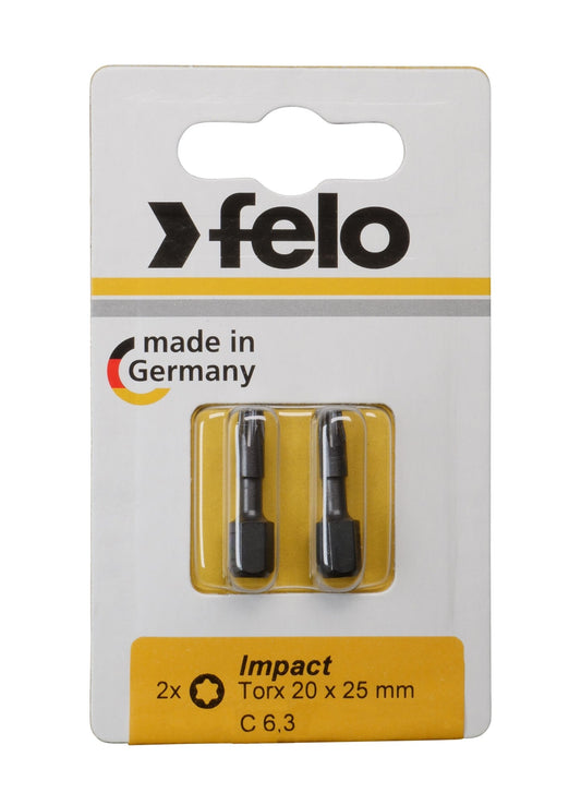 Felo 2620241 - Blíster 2 puntas Felo IMPACT C6,3 TX 20x25 mm. - Ferrotecnia