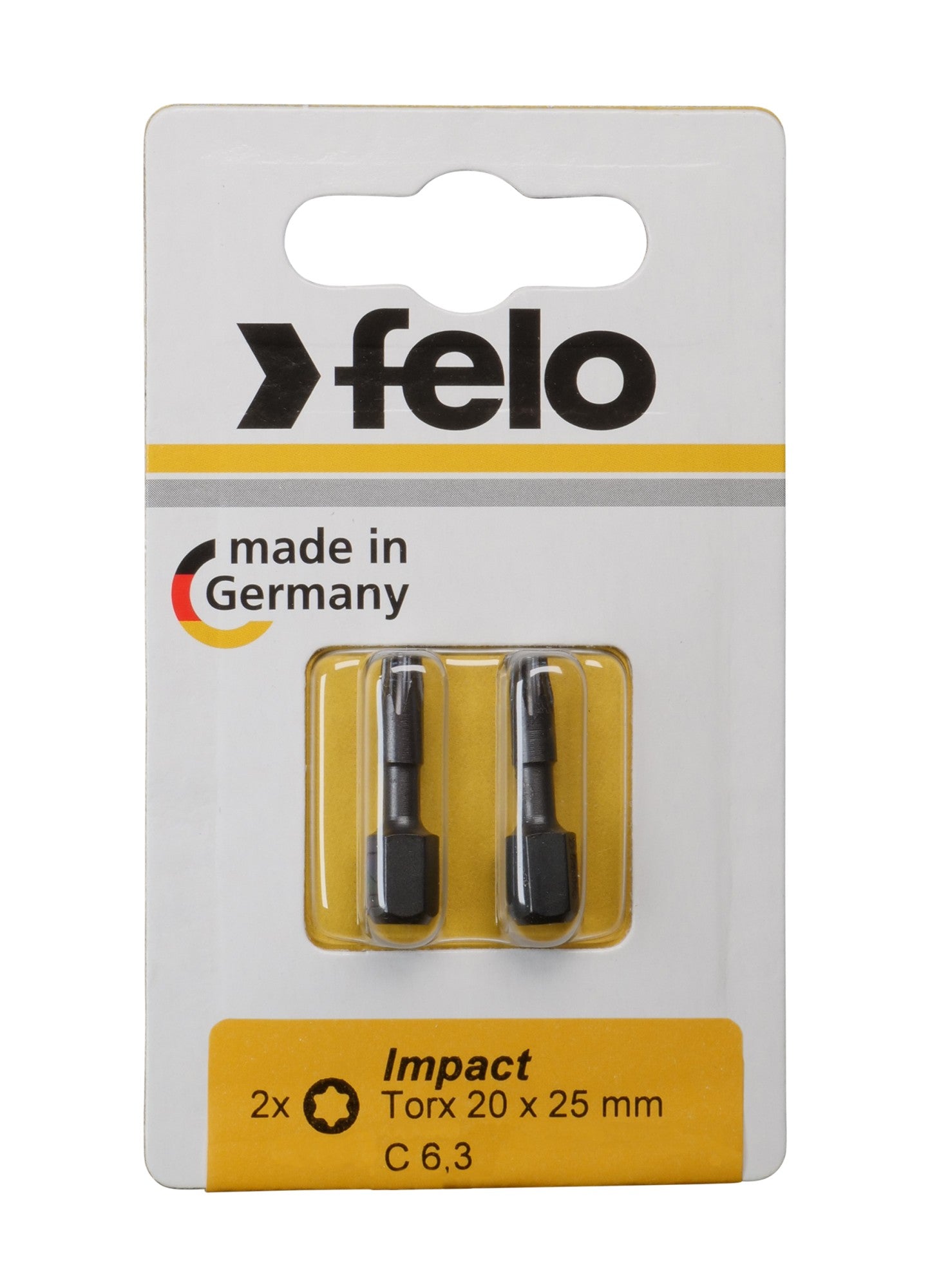 Felo 2625241 - Blíster 2 puntas Felo IMPACT C6,3 TX 25x25 mm. - Ferrotecnia