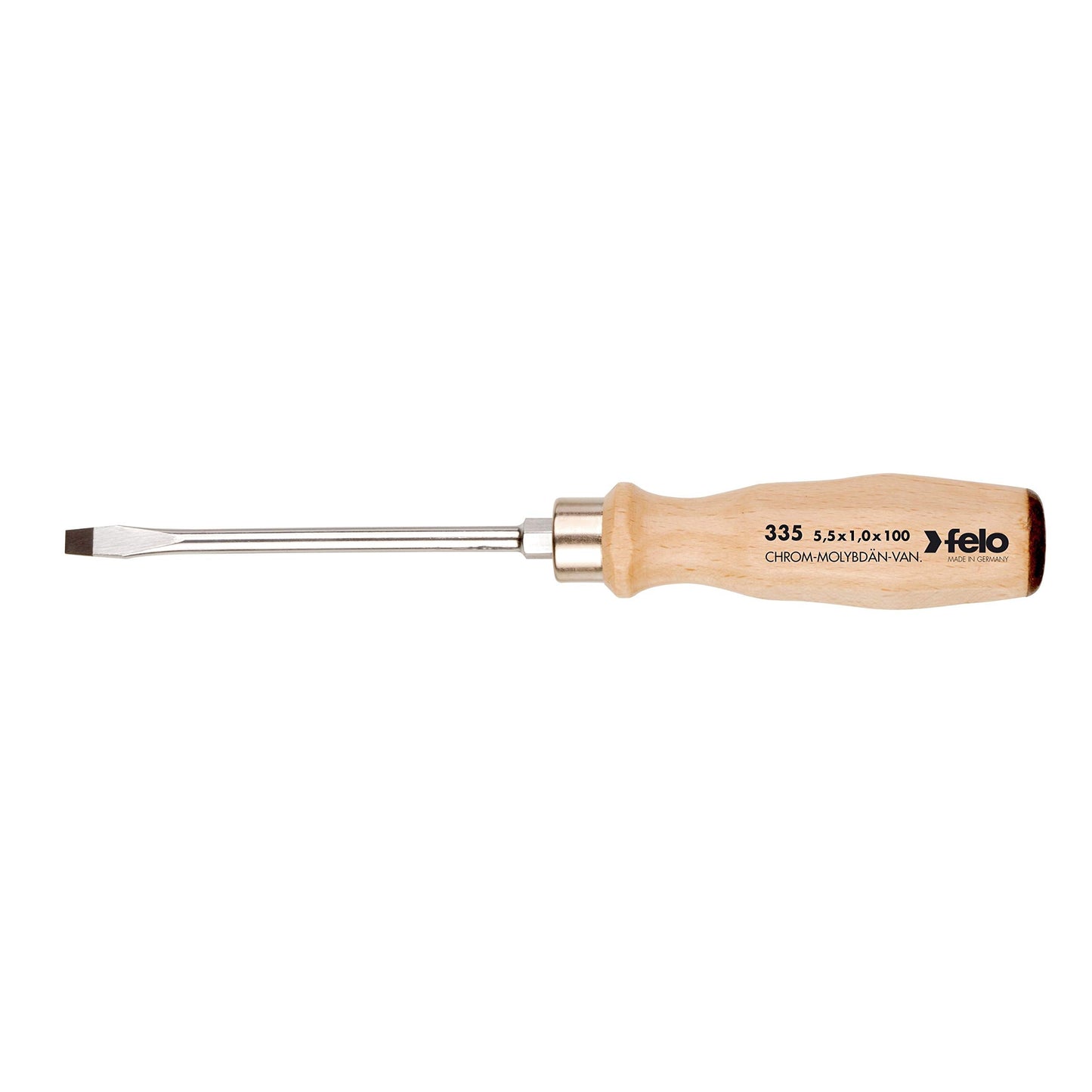 Felo 33503590 - Screwdriver with wooden handle Felo Series 335 3.5x0.6x75 mm.