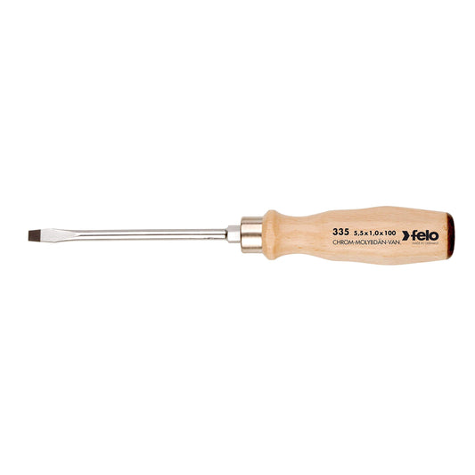 Felo 33505590 - Destornillador con mango de madera Felo Serie 335 5,5x1,0x100 mm.