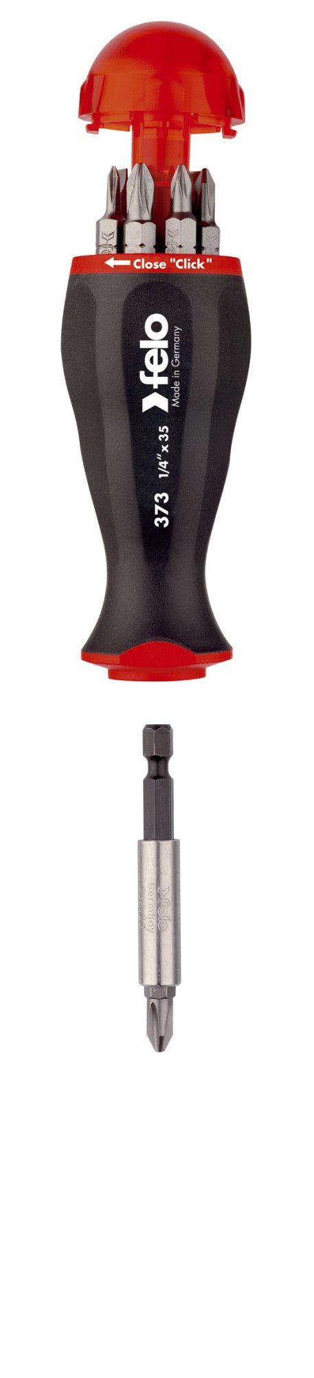 Felo 37310805 - Destornillador portapuntas con almacén de puntas 8 - pcs. SL/PZ/PH/BH - Ferrotecnia