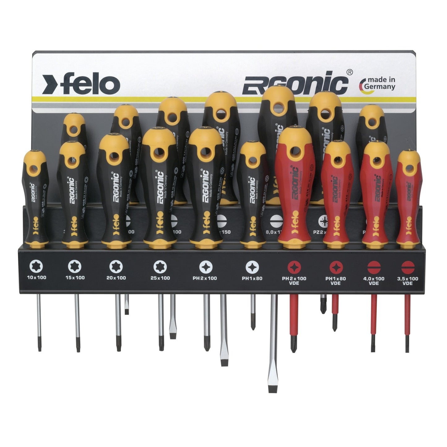 Felo 40091743 - ERGONIC XXL Rack Screwdriver Set 17-pcs. SL/PZ/PH/TORX®