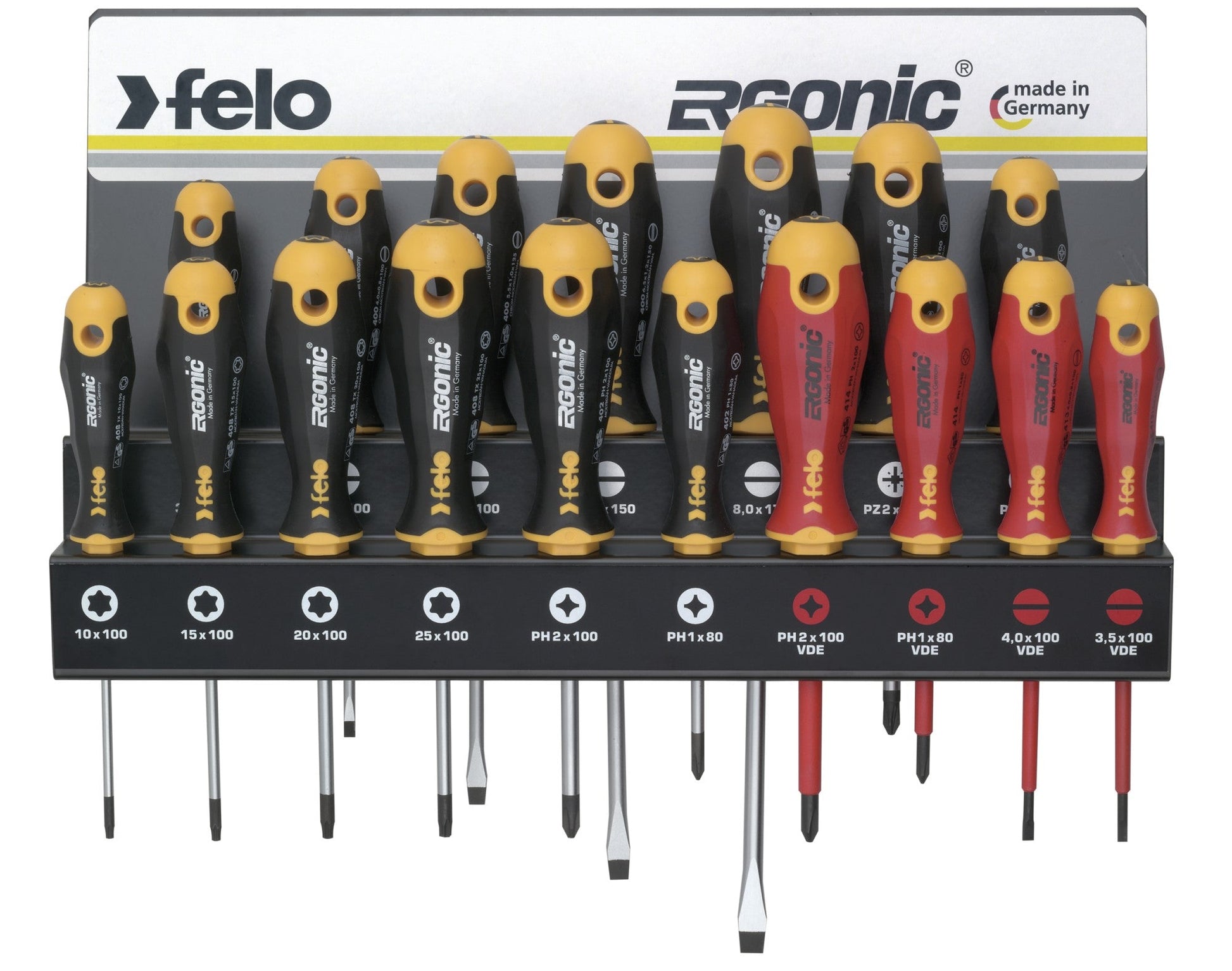 Felo 40091743 - Juego de destornilladores ERGONIC XXL Rack 17 - pcs. SL/PZ/PH/TORX® - Ferrotecnia