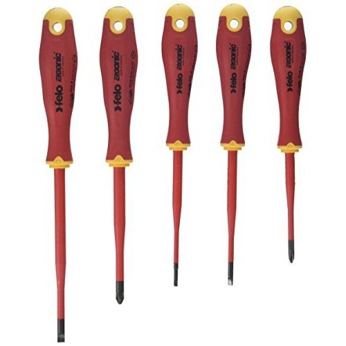 Felo 41385198 - Juego de destornilladores aislados Felo Ergonic VDE E-Slim (Planos y PH / 5 uds.) - Ferrotecnia