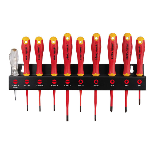 Felo 41391093 - Juego de destornilladores aislados VDE con soporte metálico Felo Ergonic E-Slim (10 uds.)