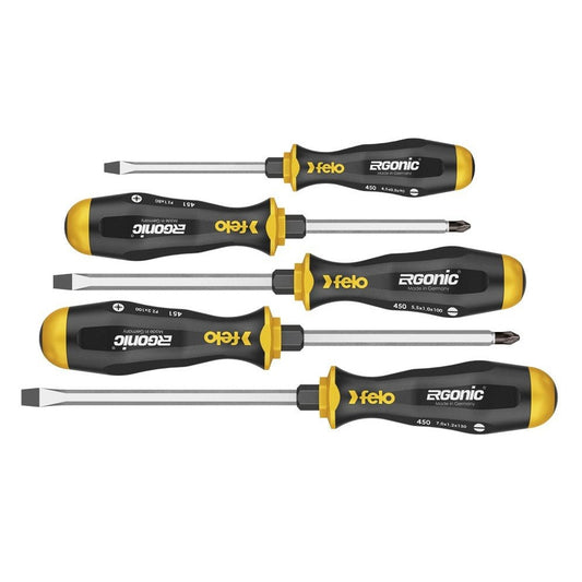 Felo 45095348 - ERGONIC 5-piece through-shaft screwdriver set SL/PZ 1 + 2