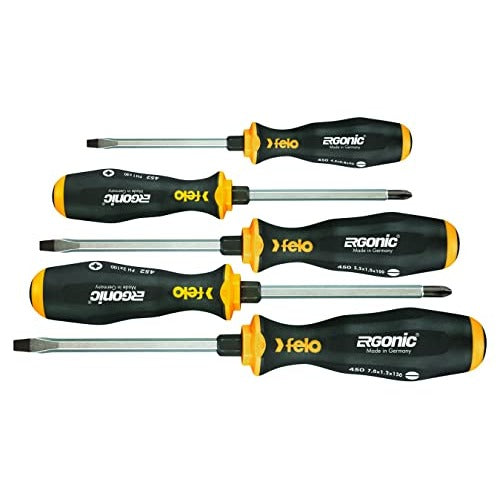 Felo 45095248 - Felo Ergonic through rod screwdriver set (Flat and PH / 5 pcs.)