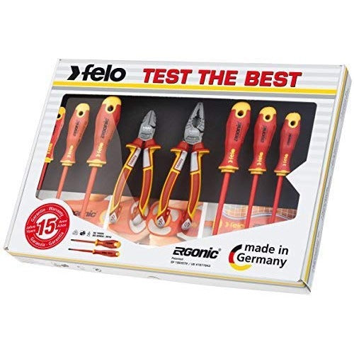Felo 41398517 - Jeu de tournevis et pinces ergonomiques isolés VDE (8 pcs.)