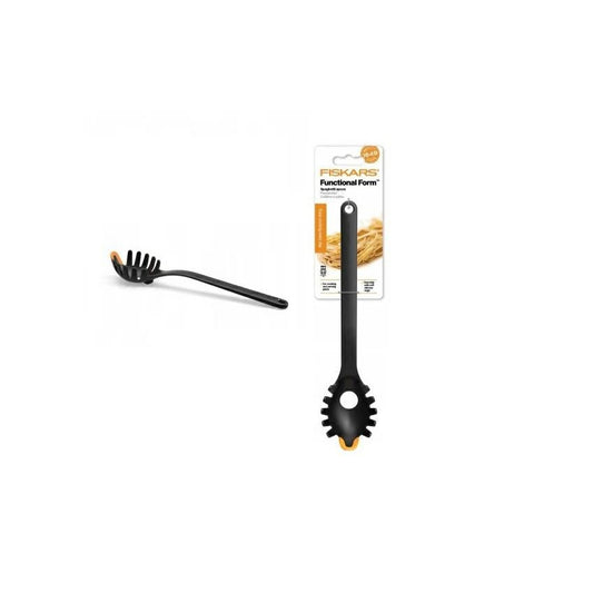 Fiskars 1027301 Cuchara para Pasta, 29 cm, Plástico/Silicona, Functional Form, Negro/Naranja