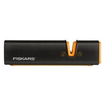 Fiskars Afilador para hachas y cuchillos, Piedra de afilar de cerámica/Carcasa de plástico reforzado con fibra de vidrio, Negro/Naranja, Xsharp, 1000601 - Ferrotecnia