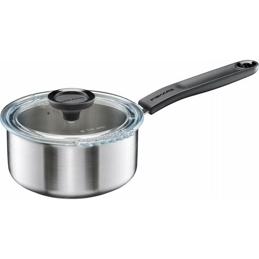 Fiskars Cazo con Tapa, 1,5 litros, Ø 18,4 cm, Apta para Todas las Placas de Cocina, Acero Inoxidable Reciclado, Functional Form, 1072315