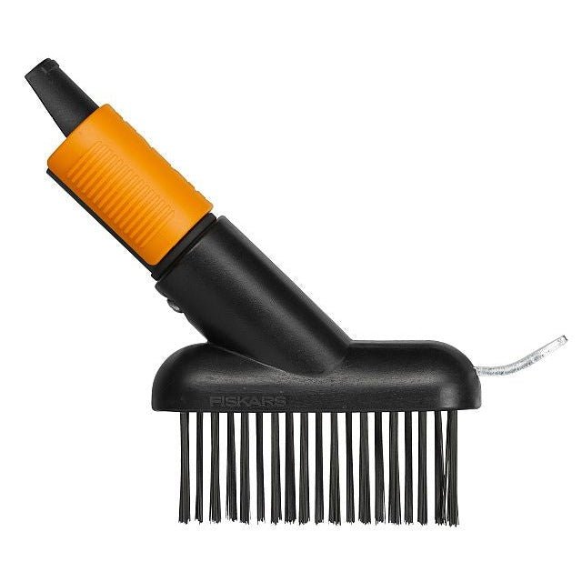 Fiskars Cepillo para baldosas, Cabezal de herramienta QuikFit, Longitud: 18,5 cm, Largo: 15 cm, Cerdas de acero/Cuerpo de plástico reforzado con fibra de vidrio, Negro/Naranja, QuikFit, 1000657 - Ferrotecnia