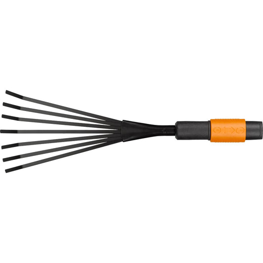 Fiskars Cepillo pequeño para hojas, Cabezal de herramienta QuikFit, 7 dientes, Largo: 12 cm, Dientes de acero, Negro/Naranja, QuikFit, 1001412