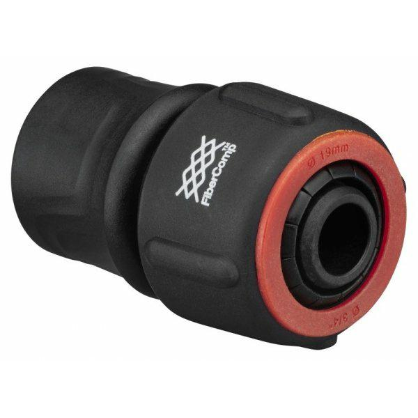 Fiskars Conector de manguera, Tamaño universal, Ø 19 mm (3/4"), FiberComp, 40 g, Negro/Rojo, FLOW, 1054787