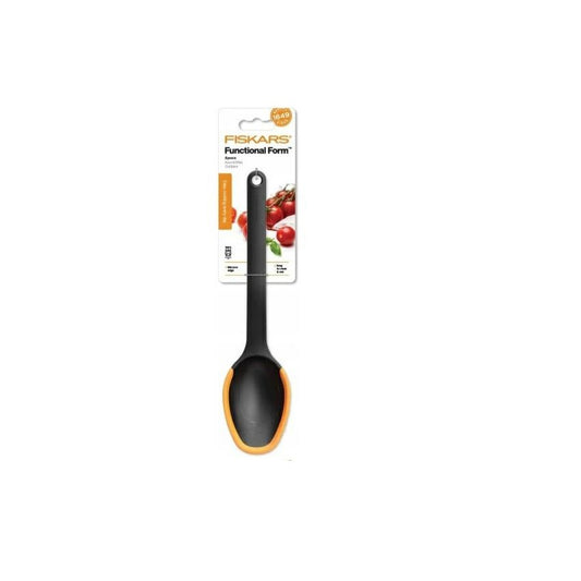 Fiskars Cuchara de cocina, Longitud: 29 cm, Plástico/Silicona, Functional Form, Negro/Naranja, 1027299