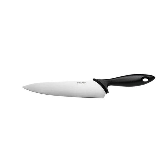 Fiskars Cuchillo de chef, Longitud total: 34 cm, Acero inoxidable / Plástico PP, Negro, Essential, 1023775