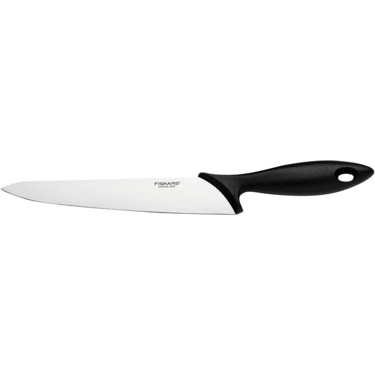 Fiskars Cuchillo de cocina, Essential, longitud de la hoja: 21 cm, acero inoxidable/plástico PP, negro, 1065566