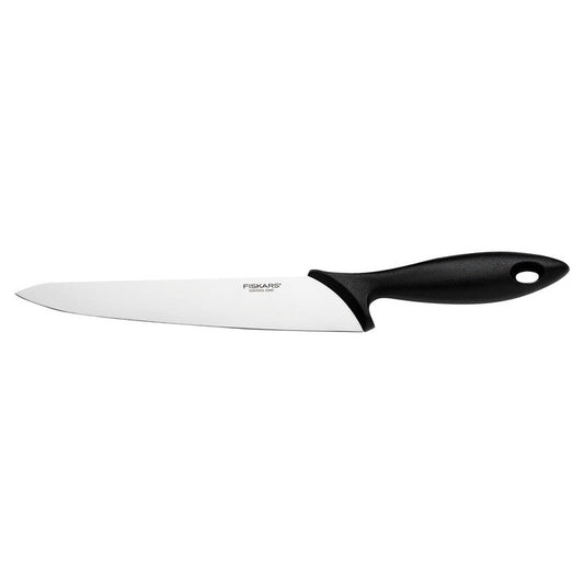 Fiskars Cuchillo de cocina, Longitud de hoja: 21 cm, Acero inoxidable / Plástico PP, Negro, Essential, 1023776