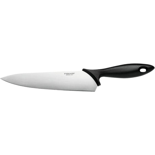 Fiskars Cuchillo de cocinero, Essential, longitud de la hoja: 21 cm, acero inoxidable/plástico PP, negro, 1065565