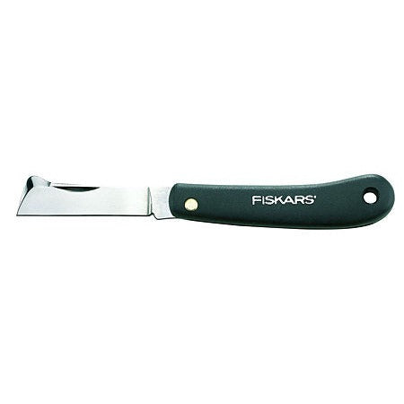 Fiskars Cuchillo de injerto cortaplumas K60, Longitud total: 17 cm, acero inoxidable, Negro, 1001625