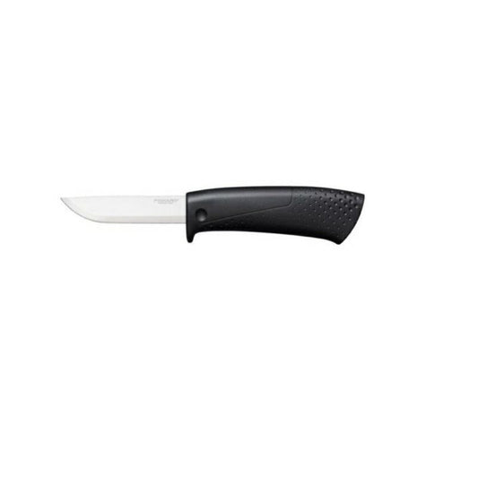 Fiskars Cuchillo para construcción, Incluye funda con afilador, 21,1 cm, Negro, 1023617