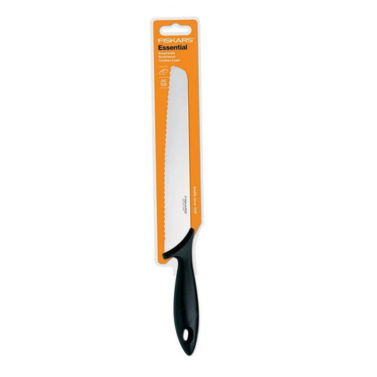 Fiskars Cuchillo para Pan, Color Negro/Plata, Longitud 36 cm, 1023776