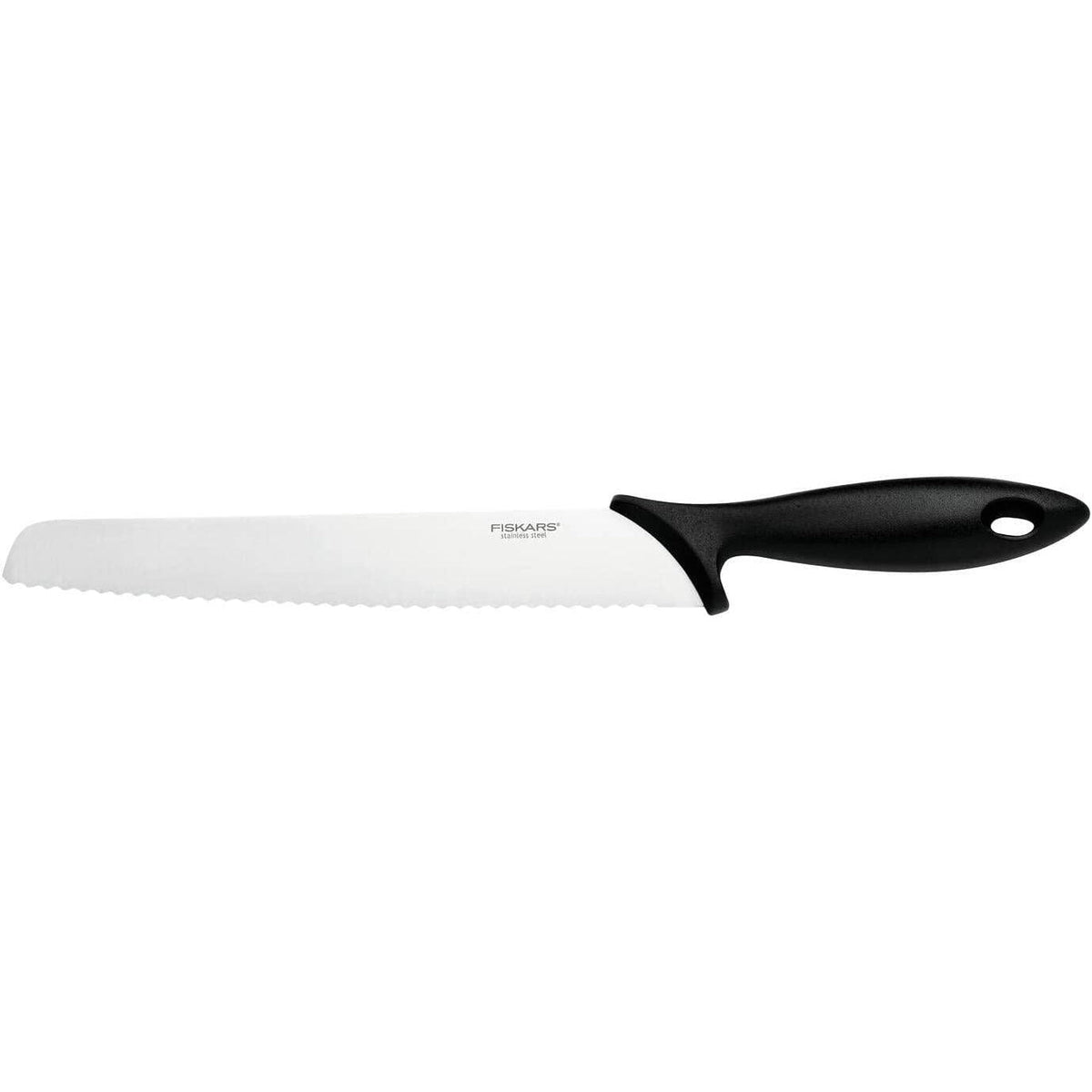 Fiskars Cuchillo para pan con filo dentado, Essential, plástico/acero inoxidable, longitud de la hoja: 23 cm, negro/plateado, 1065564 - Ferrotecnia