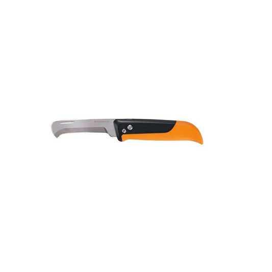 Fiskars Cuchillo plegable para frutas y verduras, Para cosechar, Longitud total: 17,8 cm, Acero inoxidable/plástico, Negro/naranja, X-series, K80, 1062819