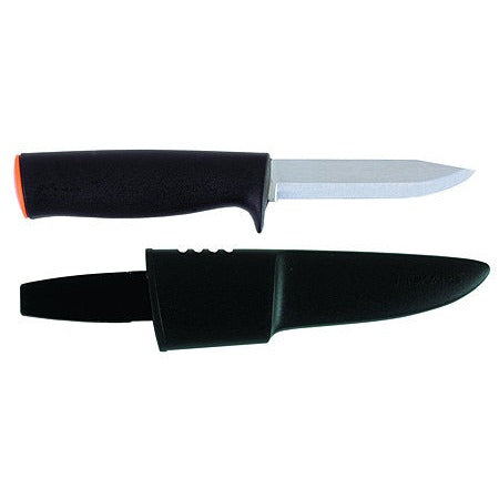 Fiskars Cuchillo universal para jardín y exteriores, Funda de plástico incluida, Longitud: 22,5 cm, Negro/Naranja, K40, 1001622