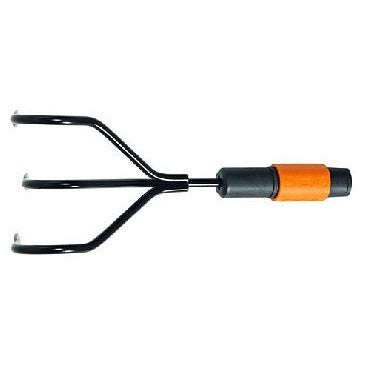 Fiskars Cultivador de 3 dientes, Preparación del suelo, Cabezal de herramienta QuikFit, Longitud: 31 cm, Largo: 12,5 cm, Negro/Naranja, QuikFit, 1000680
