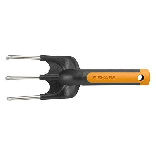 Fiskars Cultivador premium, Longitud: 25 cm, púas de acero inoxidable, Negro/Naranja, 1000728