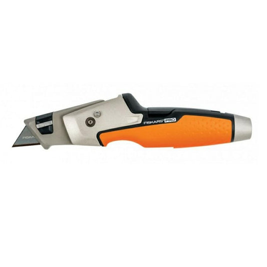 Fiskars Cúter universal para pintores CarbonMax, Incluye cuchilla de recambio, 19,1 cm, Negro/Naranja, 1027225