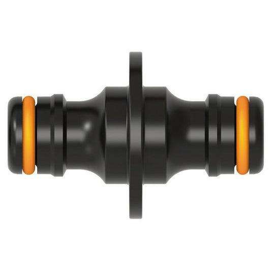 Fiskars Extensor de mangueras, Para mangueras con diferentes diámetros, Para todos los tipos y tamaños de conectores rápidos para mangueras, Tamaño universal, 16 g, Negro/Naranja, 1027068